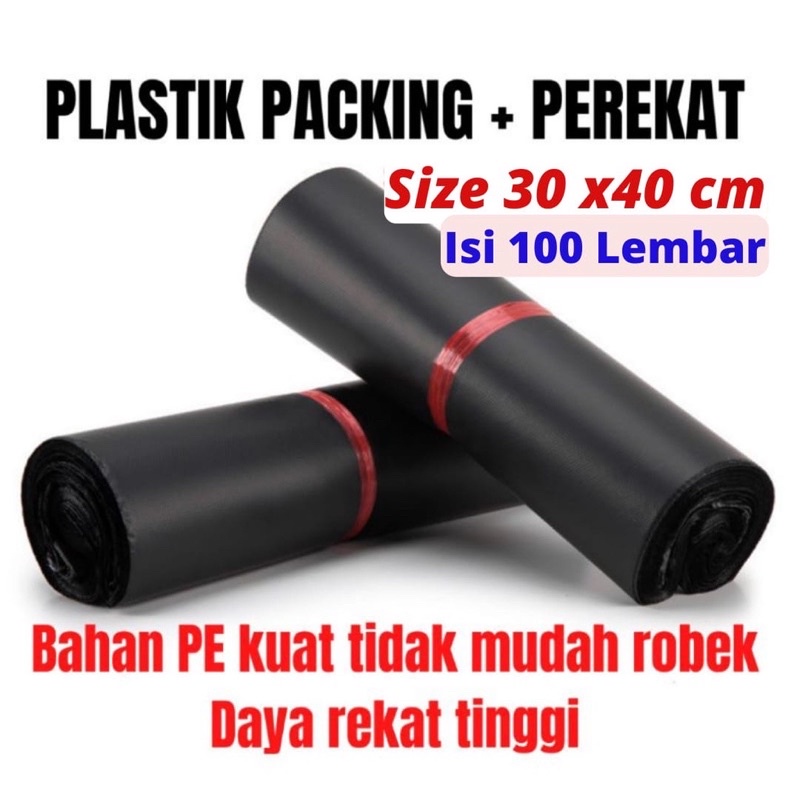 Jual Plastik Polymailer 25x35 Dan 30x40 Packing Online Hitam Olshop Perekat Lem Bahan Pe Isi 4392