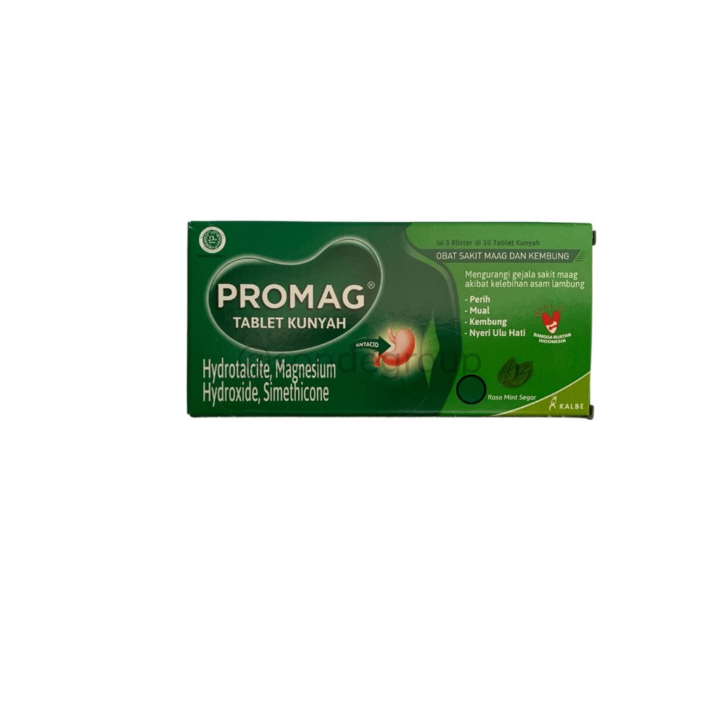 Jual Promag - Tablet Kunyah - 30 Tablet - Obat Sakit Maag dan Kembung