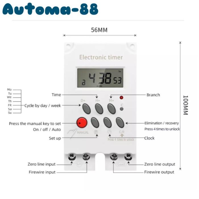 Jual Timer Programable Digital Timer Din Rail Ac 220V 25A Kg316T-Ii ...