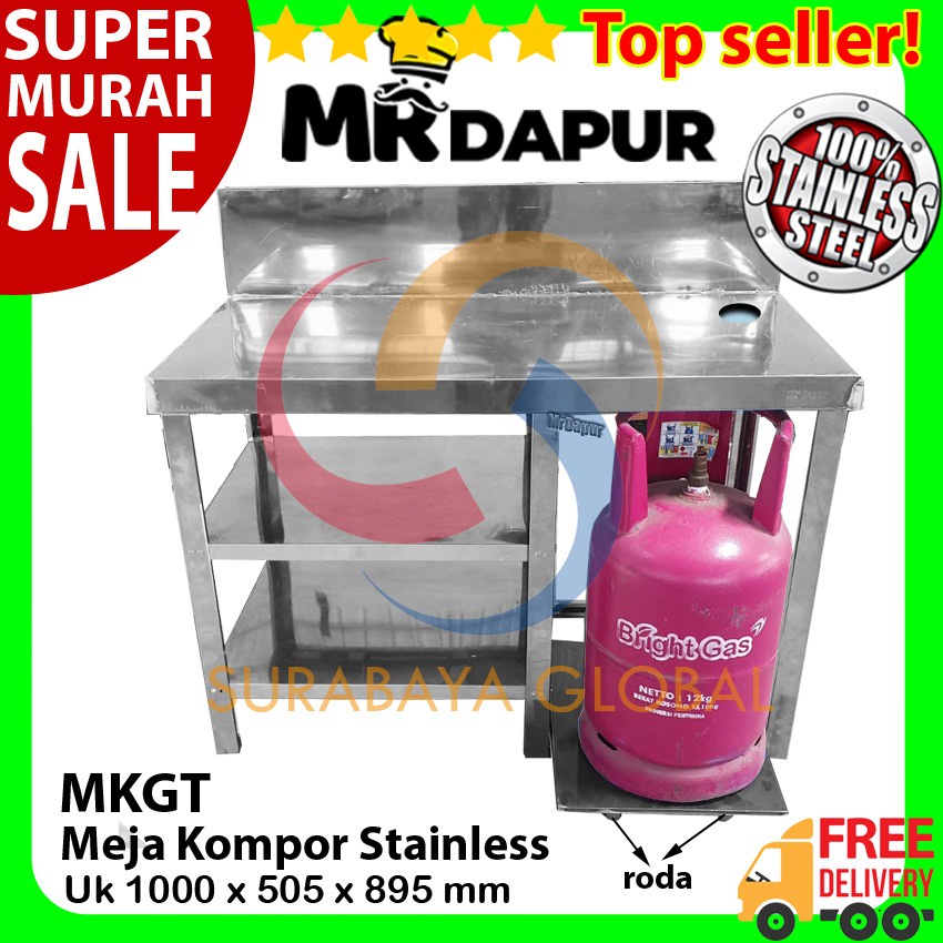 Jual Meja Dapur Stainless Mr Dapur Rak Gas MKGT pakai roda | Shopee ...