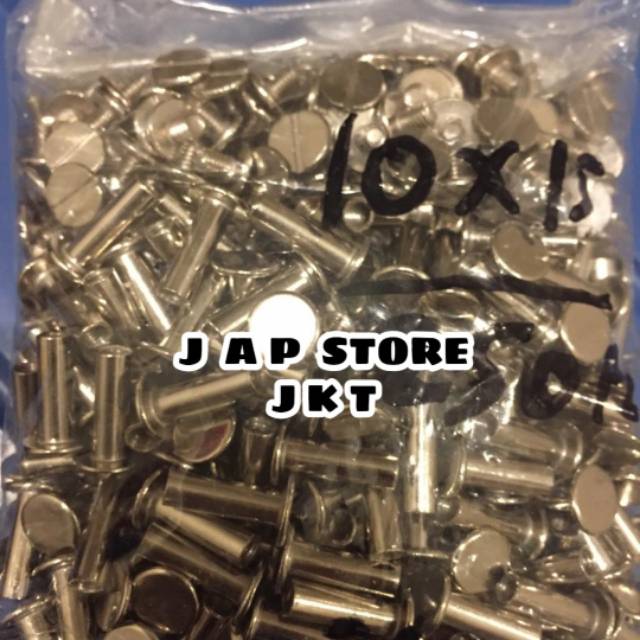 Jual Baut mur ukuran 10x15 (1bks isi 250pcs)warna nickel display Buku ...