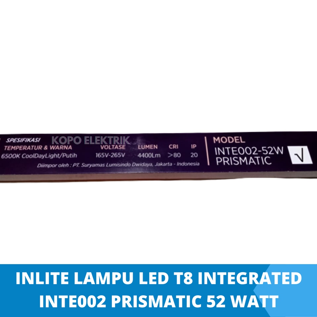 Jual Inlite Lampu Led T8 Integrated Tube INTE002 52 watt Putih 120 cm ...
