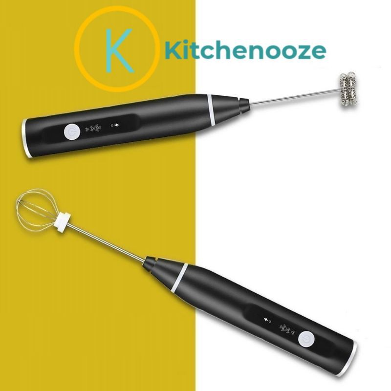 Electric Egg Beater Whisks Usb Charging Stainless Steel Whisk Cordless Hand Mixer (Le Noir)[J665