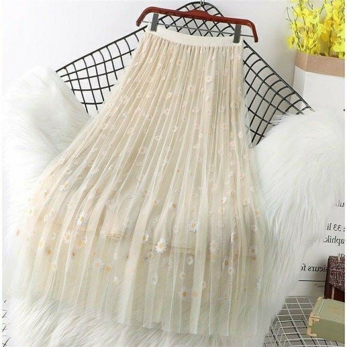Jual Rok Tutu Korea Import / Maxi Skirt Motif Bunga | Shopee Indonesia
