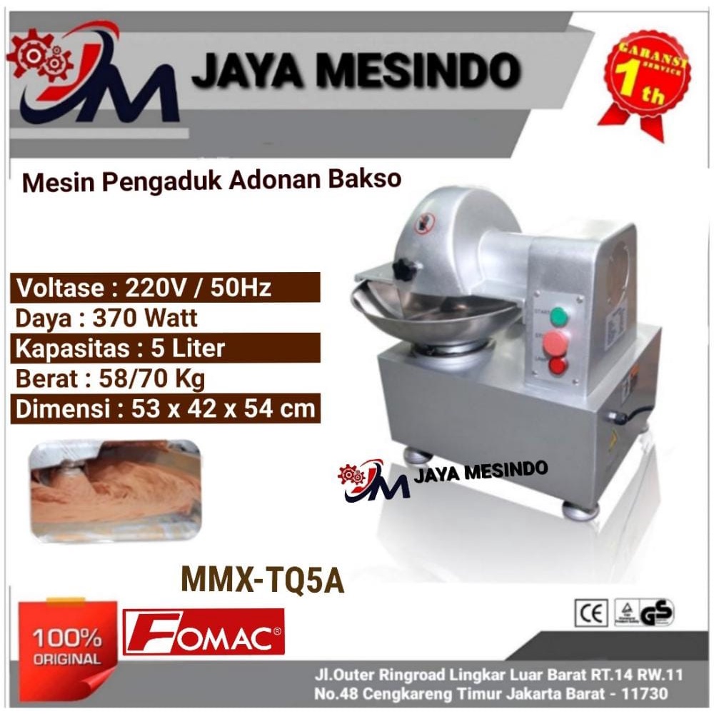 Jual Mesin Pengaduk Adonan Bakso Bowl Cutter Mmx Tq5a Fomac Shopee