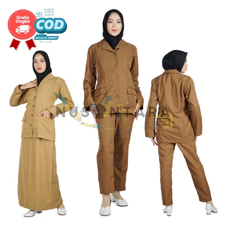 Jual Seragam Pns Wanita Bahan Semi Wol Tebal Adem Dan Nyaman Di Pakai ...