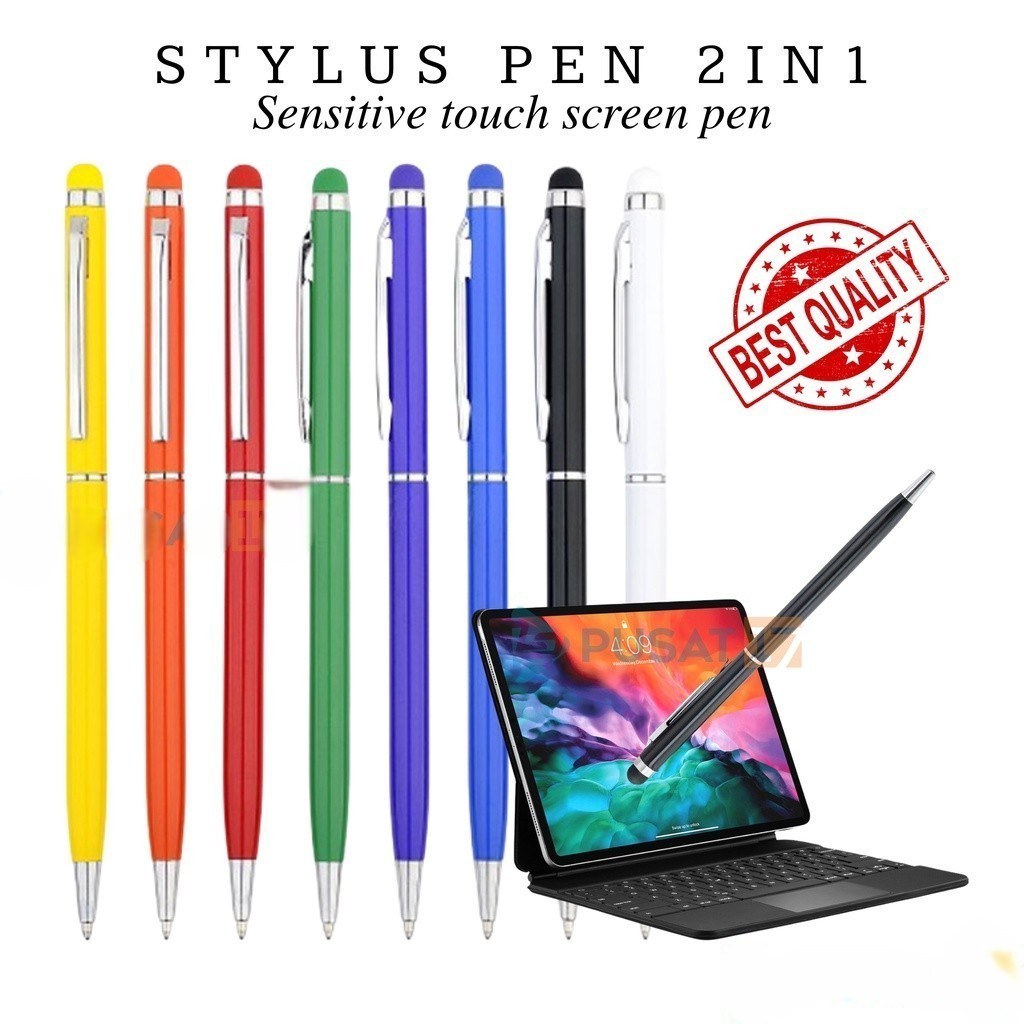 STYLUS PEN 2IN1 HANDPHONE SENSITIVE TOUCH SCREEN STYLUS PEN IPAD IOS  ANDROID TABLET PULPEN BALLPOINT