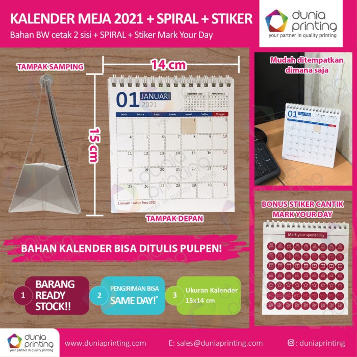 Jual Produk Eksklusif Kalendar Meja - Calendar Meja 2021 Spiral ...