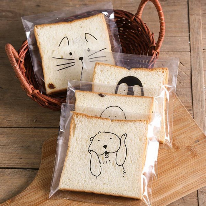 Jual single plastic toast packaging 100pcs per pack / plastik bungkus ...