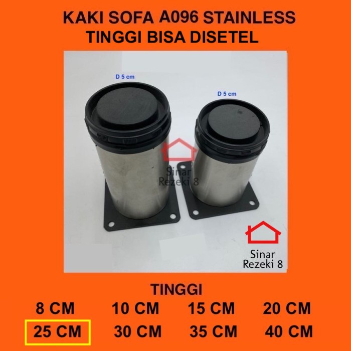 Jual Kaki A096 25 cm STAINLESS Bisa Setel Bulat Kaki Sofa Kotak Meja ...