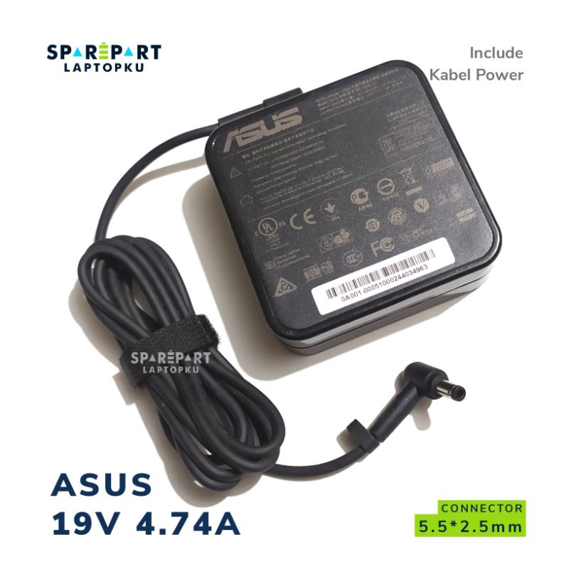 Jual Charger Laptop Original Asus 19v 474a 90w Dc 5525mm Square Model Kabel Power Asus 9716