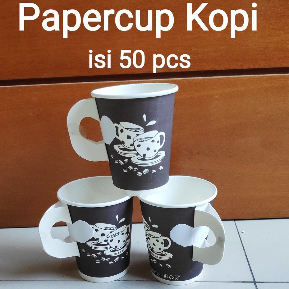 Jual PaperCup Gagang /PaperCup Kuping (isi 50 pcs), Paper Cup Kopi ...