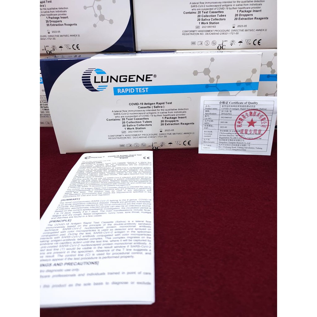 Jual antigen test swabs rapid metode airliur Salifa 1box 20set komplate ...
