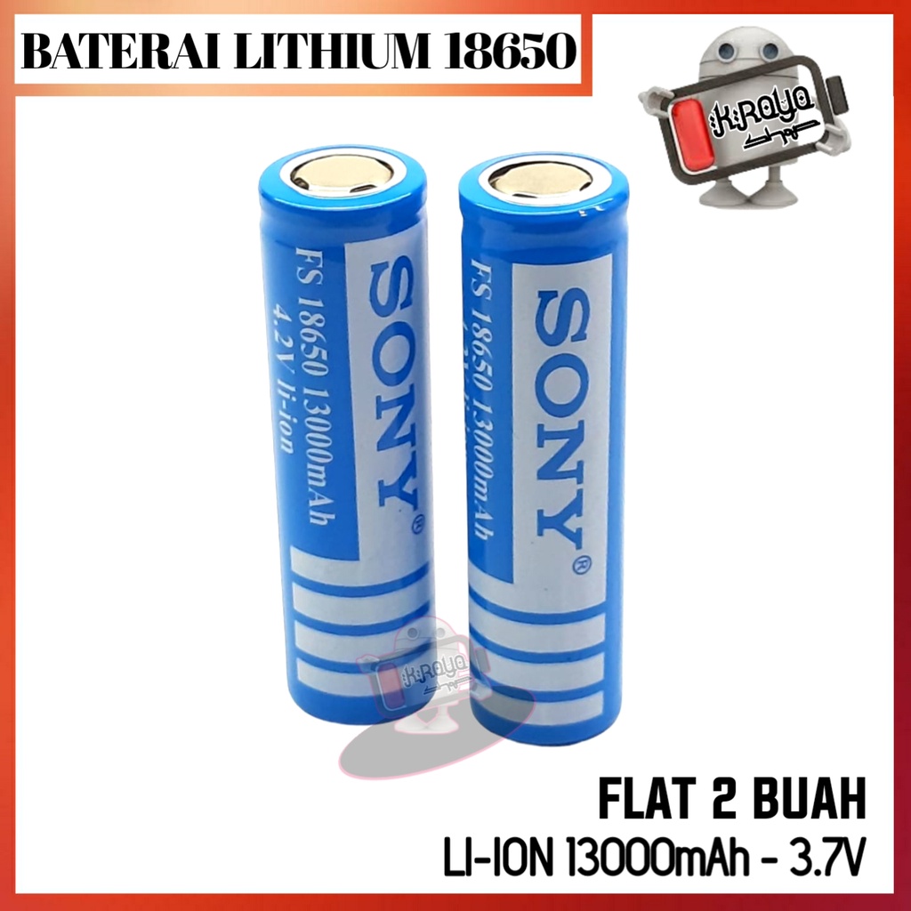 Jual Baterai 18650 Rechargeable/Cas Li-ion 4.2volt-13000mAh Warna Biru ...