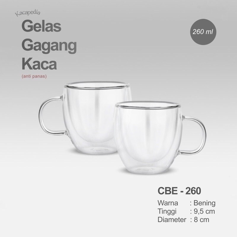 Jual Gelas Aesthetic Gelas Kaca Double Wall Glass Gelas Anti Panas Borosilicate Glass 260ml 4229