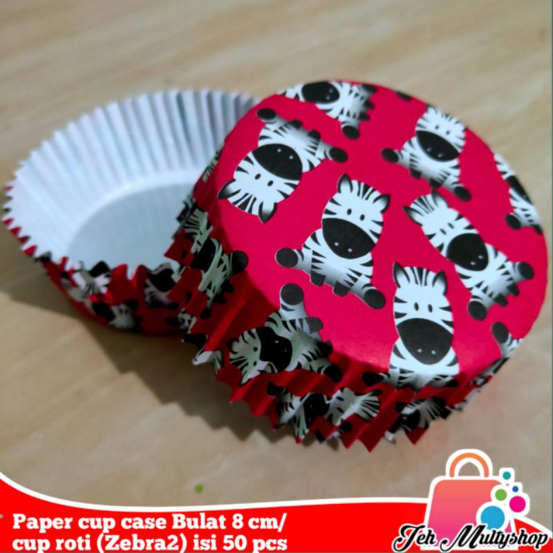 Jual Paper cup case Bulat 8 cm/cup roti (Zebra2) isi 50 pcs | Shopee ...