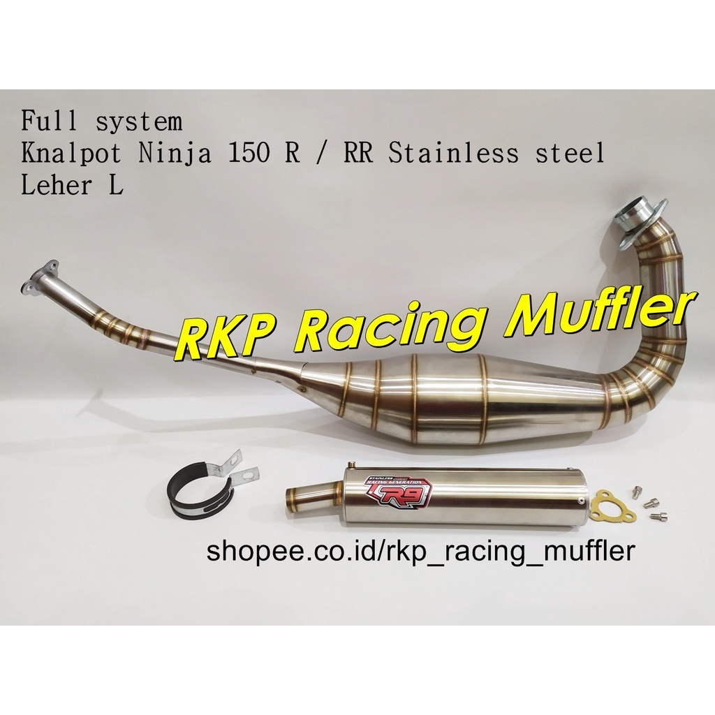 Jual Knalpot Ninja 150 R RR SS 2 tak kolong R9 stainless steel leher L ...