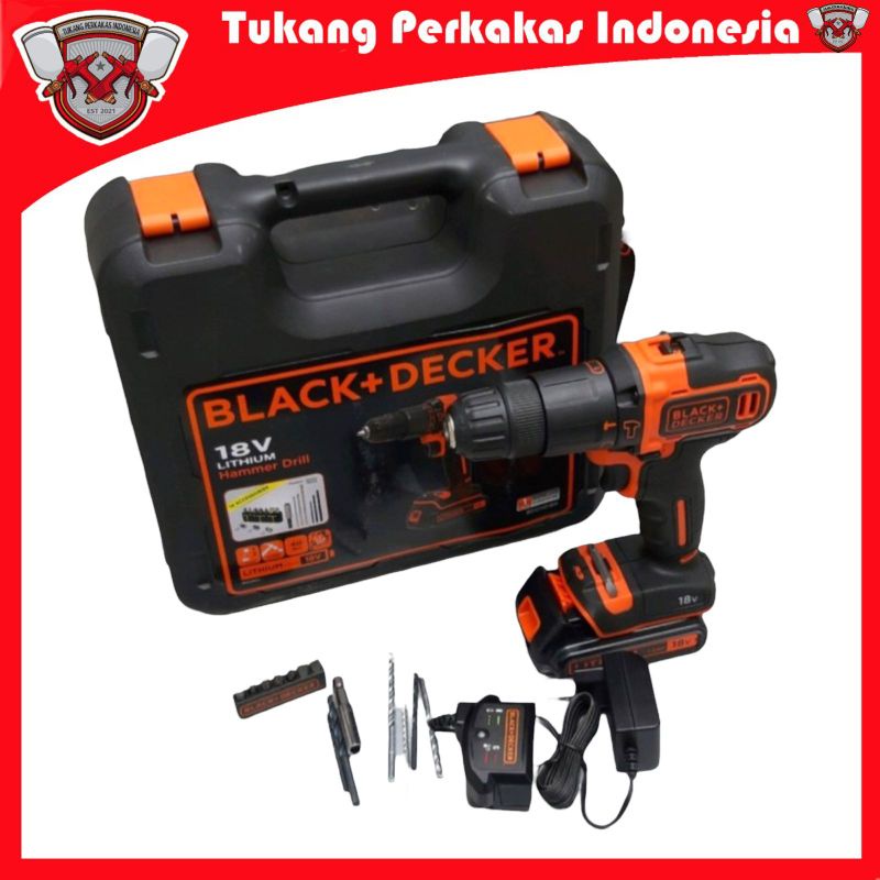 Jual BLACK DECKER CORDLESS HAMMER DRILL 18V MESIN BOR BATERAI BDCHD18K Shopee Indonesia