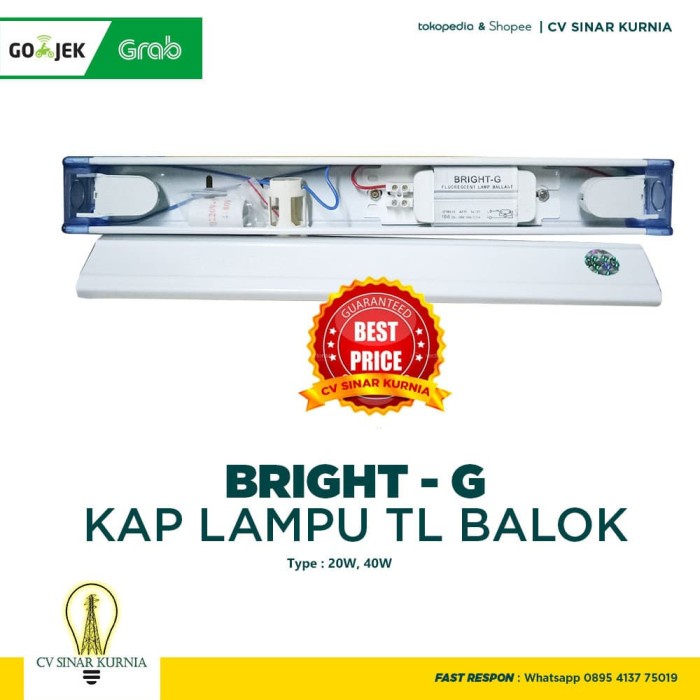 Jual Kap lampu neon / Kap TL / Kap Model Balok | 10 Watt, 10 w| Bright ...