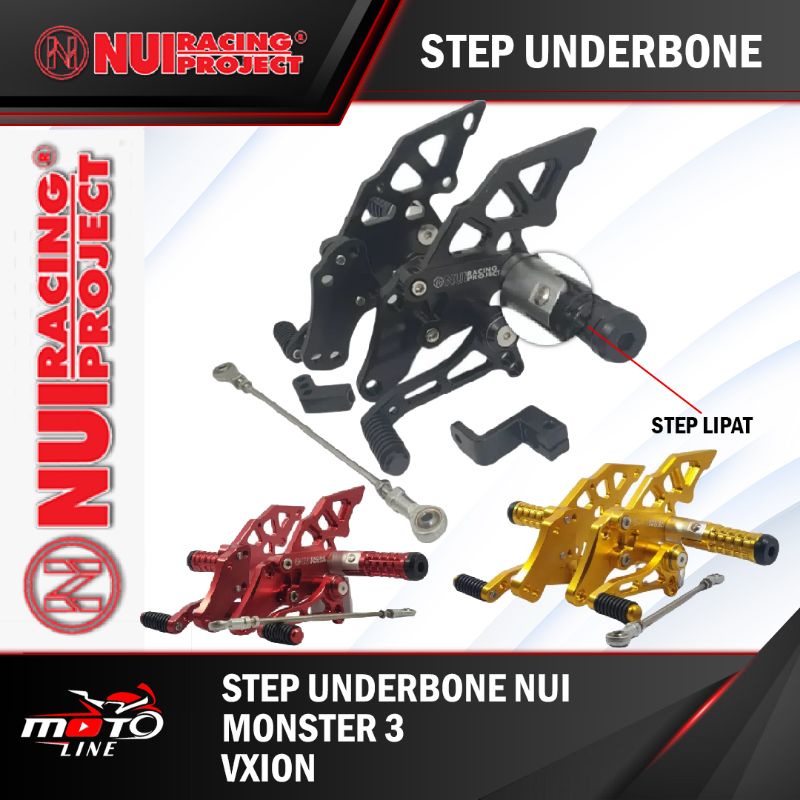 Jual STEP UNDERBONE VIXION CNC NUI RACING MONSTER 3 SERIES | Shopee ...