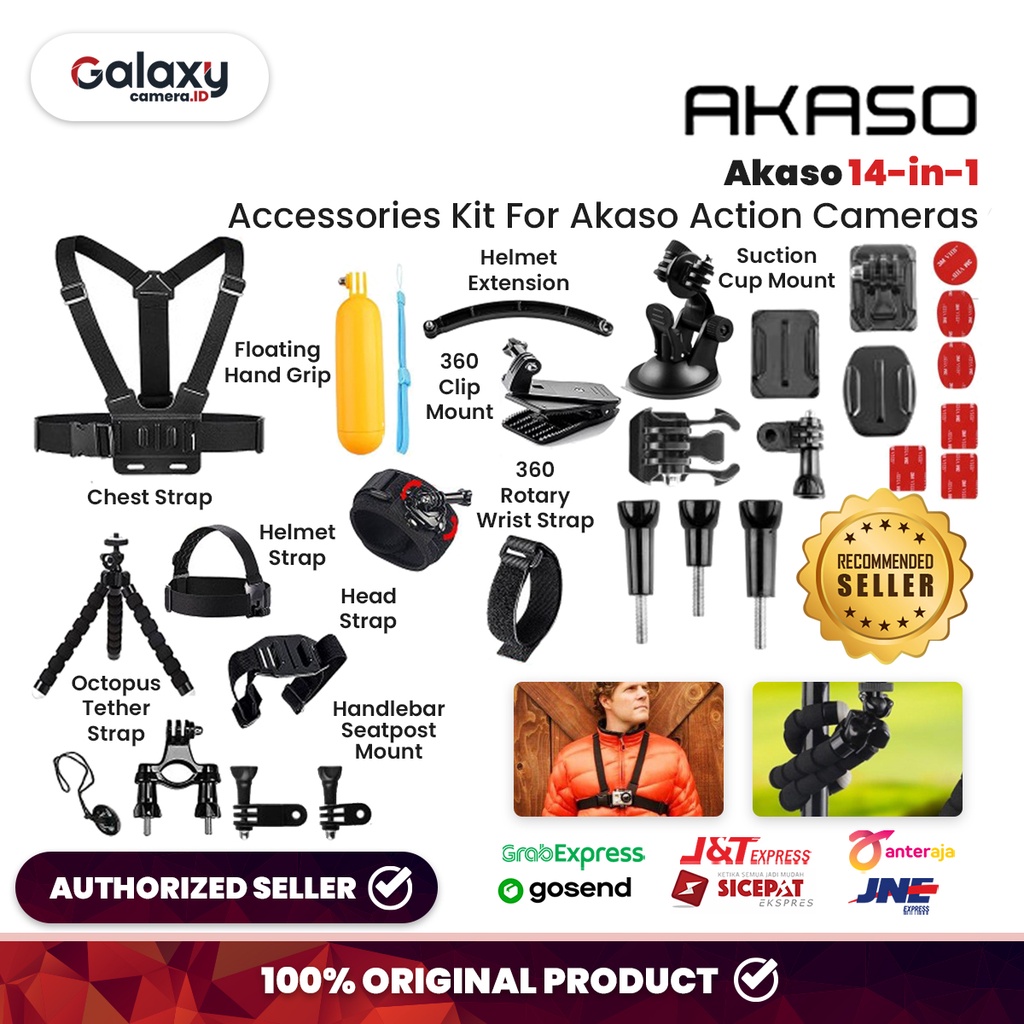 Jual Akaso Accessories Kit 14in1 Kit Aksesoris Action Cam Akaso