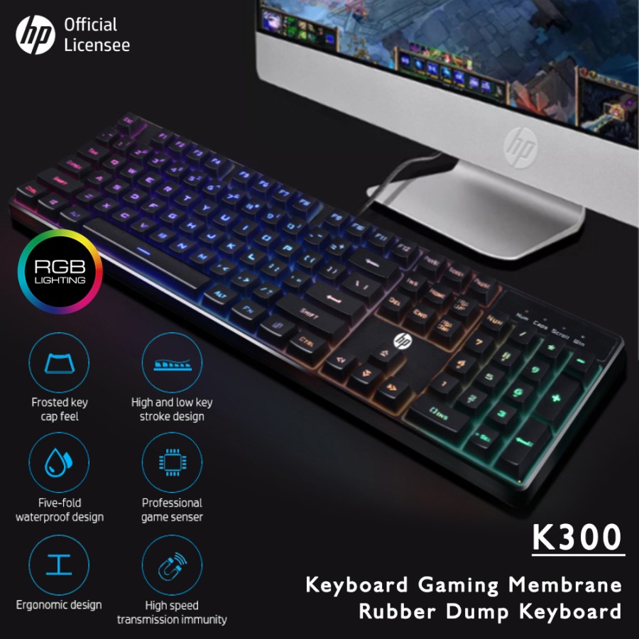 Jual Keyboard Gaming / Gaming Keyboard HP K300 RGB Membrane Keyboard