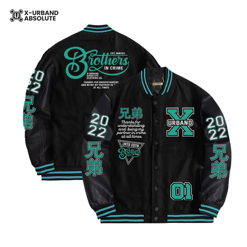 Jual Jaket Varsity Brother In Crime green Bordir X Urband A283 | Shopee ...