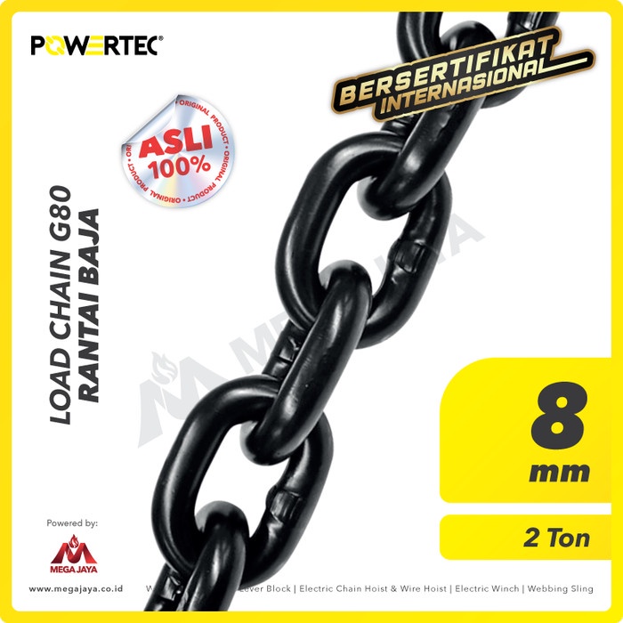 Jual Blockchain- Load Chain / Rantai Baja G80 - 8 Mm Powertec -Chain ...