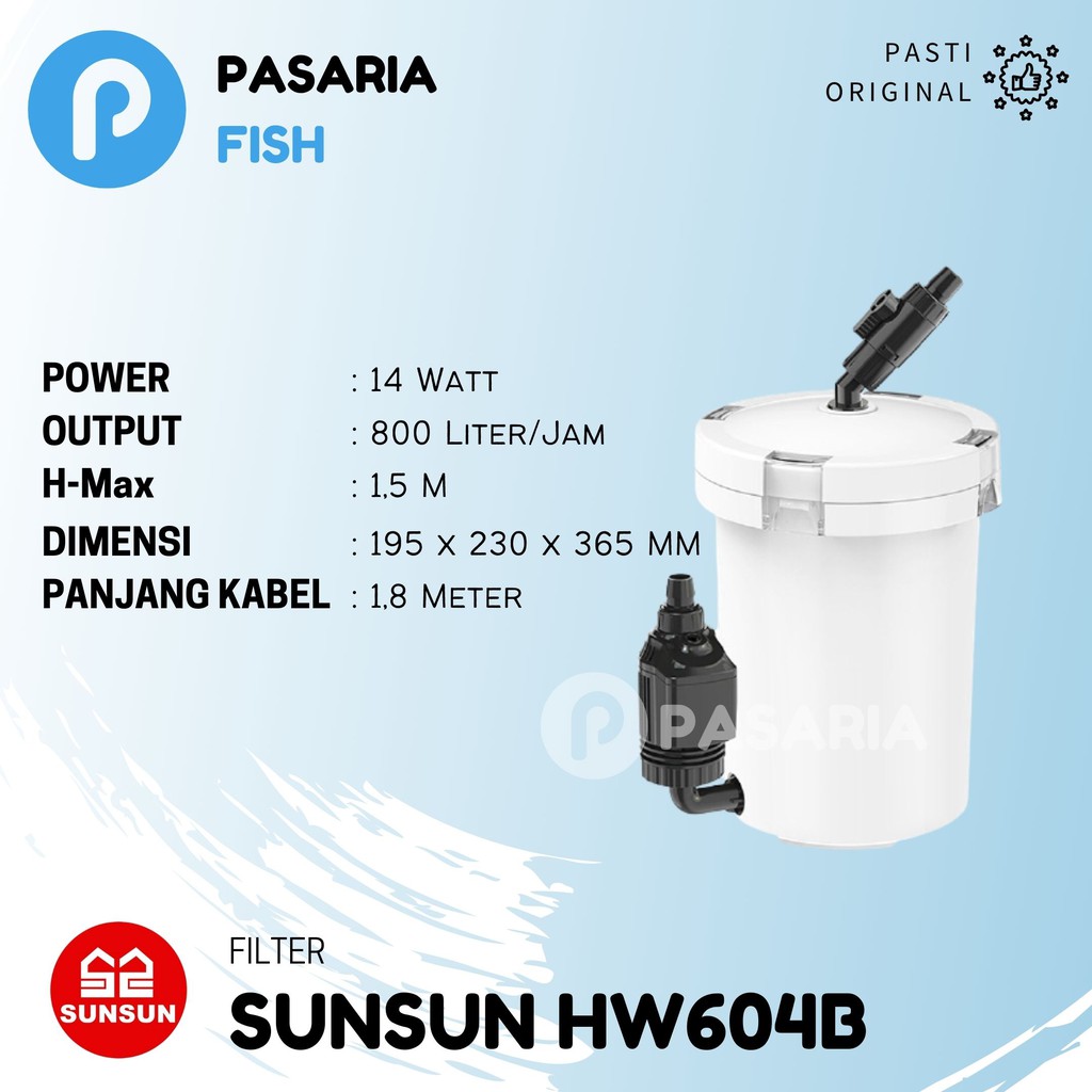 Jual SUNSUN External Filter/Canister HW604B/HW 604B 800 Liter/Jam(lph ...