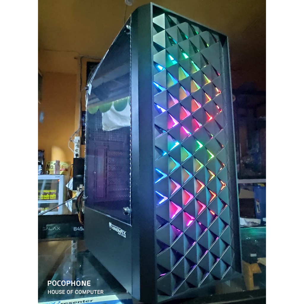 Jual Casing Pc Venom Rx Arasaka Tempered Glass Free Fan Rgb Cm Atx Case Shopee Indonesia