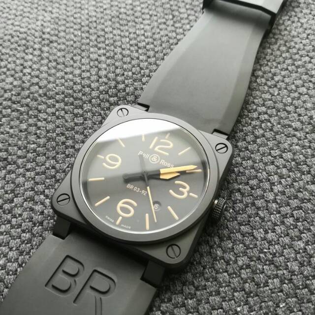 Jual Tali Jam Karet BR01 dan BR03 Bell & Ross Rubber Band Shopee