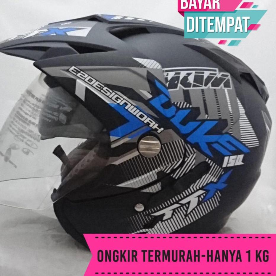 Jual Helm Motor Sni Bxp Original 2 Kaca Double Visor Duke Biru ヤ