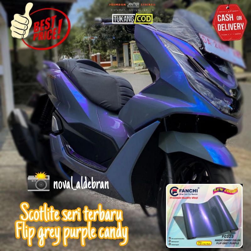 Jual Sticker Scotlite Biru Lembayung Ungu Skotlet Motor Bunglon