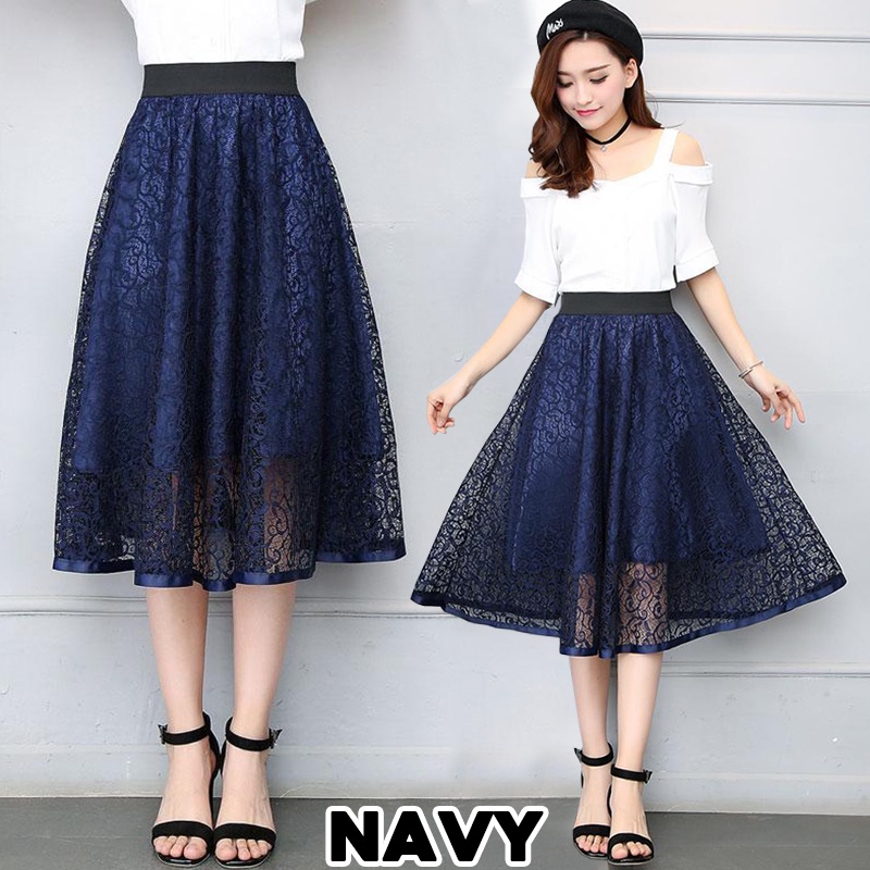 Jual KARAKOREA 1615 Nikita Midi Flare Skirt Rok midi Rok panjang Rok ...