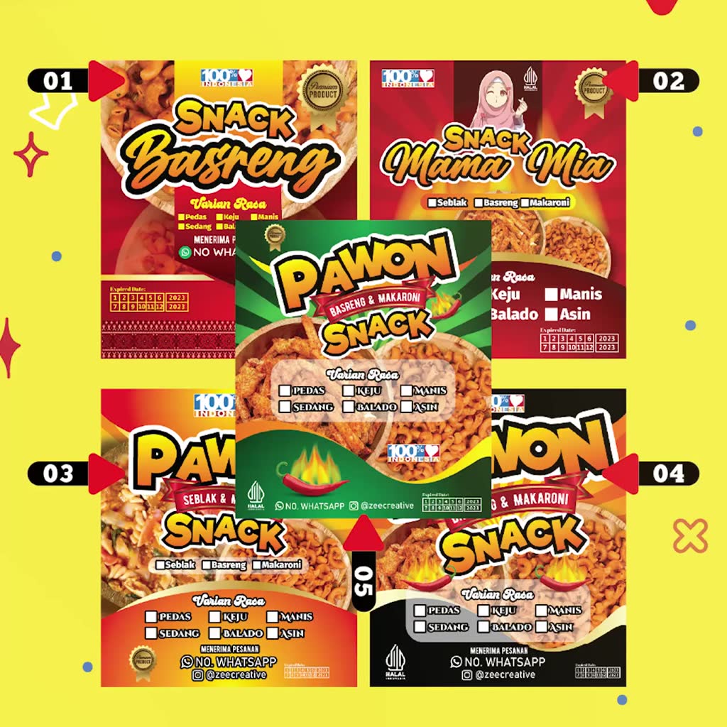 Jual Stiker Label Snack Jajanan Kemasan Pouch Plastik Product Makaroni ...