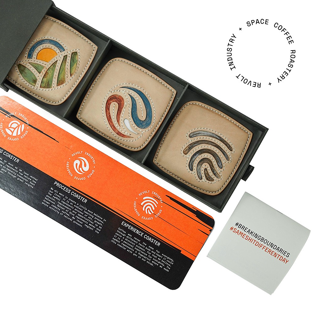 Jual Revolt Industry x Space Roastery Leather Coaster Set Shopee
