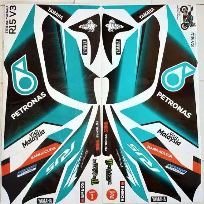 Jual stripping sticker lis motor standar Yamaha R15 V3 Petronas Yamaha ...
