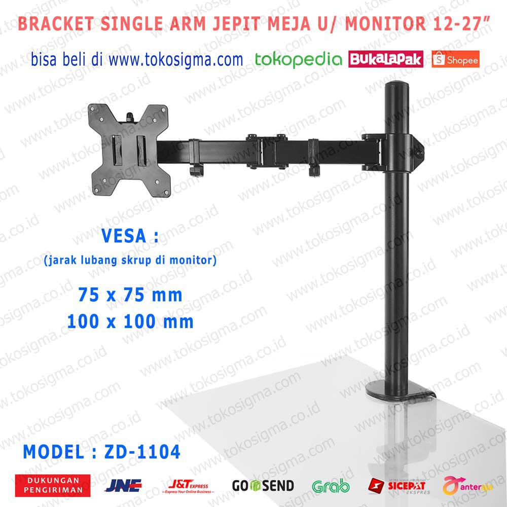 Jual Bracket Stand Jepit Meja Zd Single Arm Desk Mount Monitor Inch Shopee Indonesia