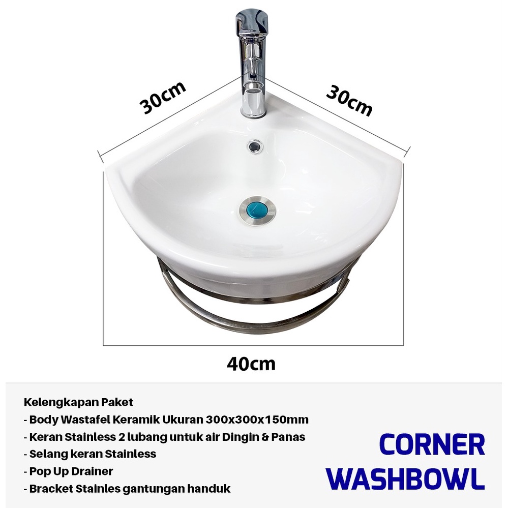 Jual Wastafel sudut keramik (Wall Hung Corner Wash Bowl) + PACKING ...