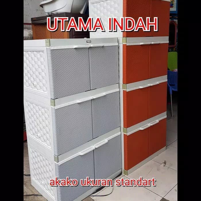 Jual Pakaiantempat Lemari Plastik Rotan Akako Standart 5 Susun Tempat Pakaian Shopee Indonesia 