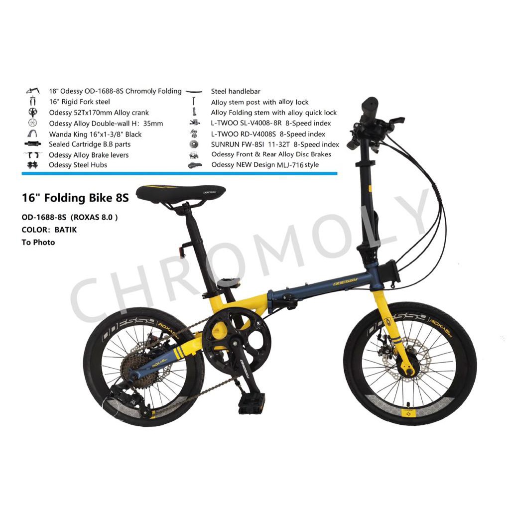 Jual SEPEDA LIPAT / FOLDING BIKE ODESSY ROXAS CHROMOLY 16