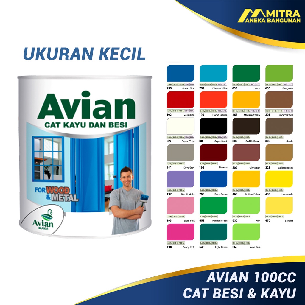 Jual Cat Besi Dan Kayu Avian 100 Cc Cat Minyak Sintetis Cat Kayu Cat Besi Ukuran Kecil Bkn 5328