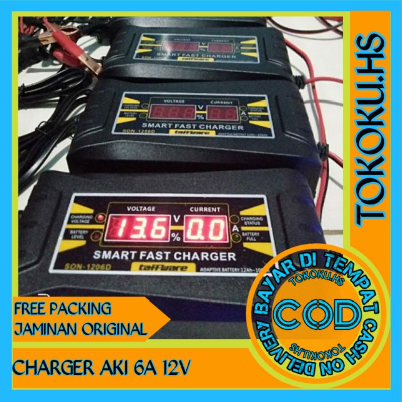 Jual Charger aki 6A 12V/charger portabel/sterek aki/charger digital/cas