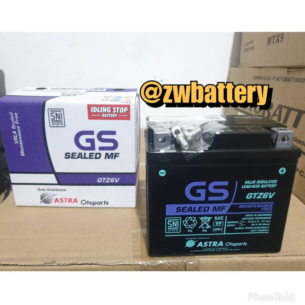 Jual Aki Motor Honda Vario 125/150 GTZ6V GS Astra Aki kering (KODE P
