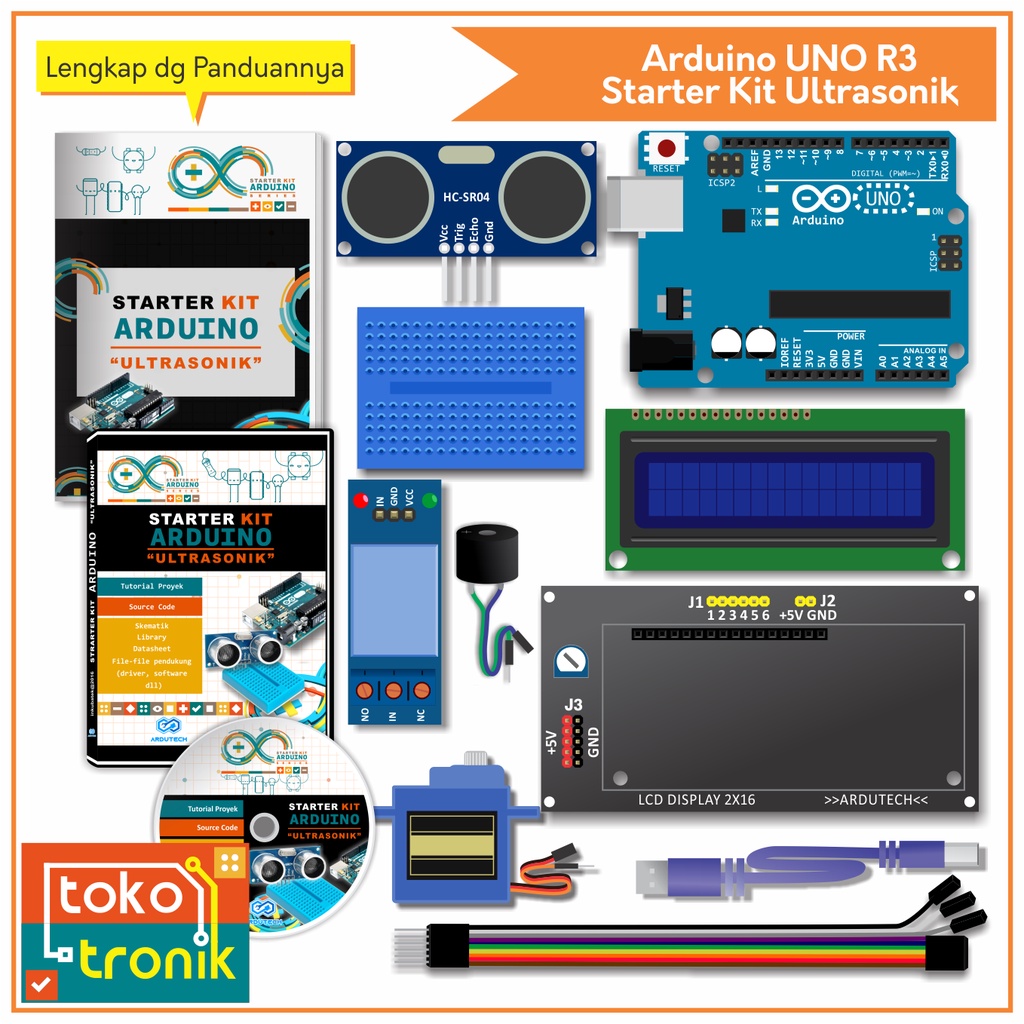 Jual Arduino UNO R3 Starter Kit Ultrasonik Lengkap Panduan dan Program ...