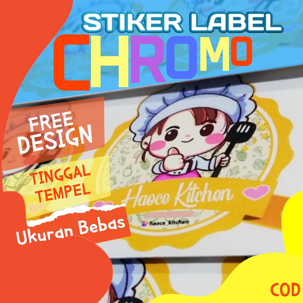 Jual Stiker Label Makanan Chromo Free Desain Custom Desain Ukuran Sudah Di Cutting Tinggal 6747