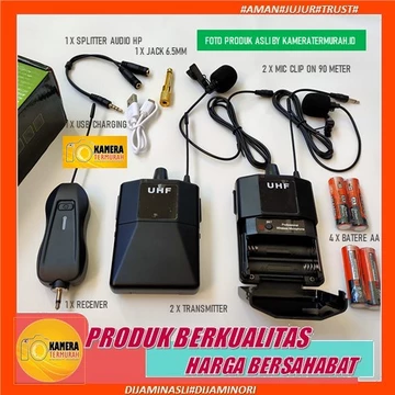 Microphone Mic Clip On Wireless UHF Youtuber PRANK VLOG Untuk Smartphone HP Kamera DSLR