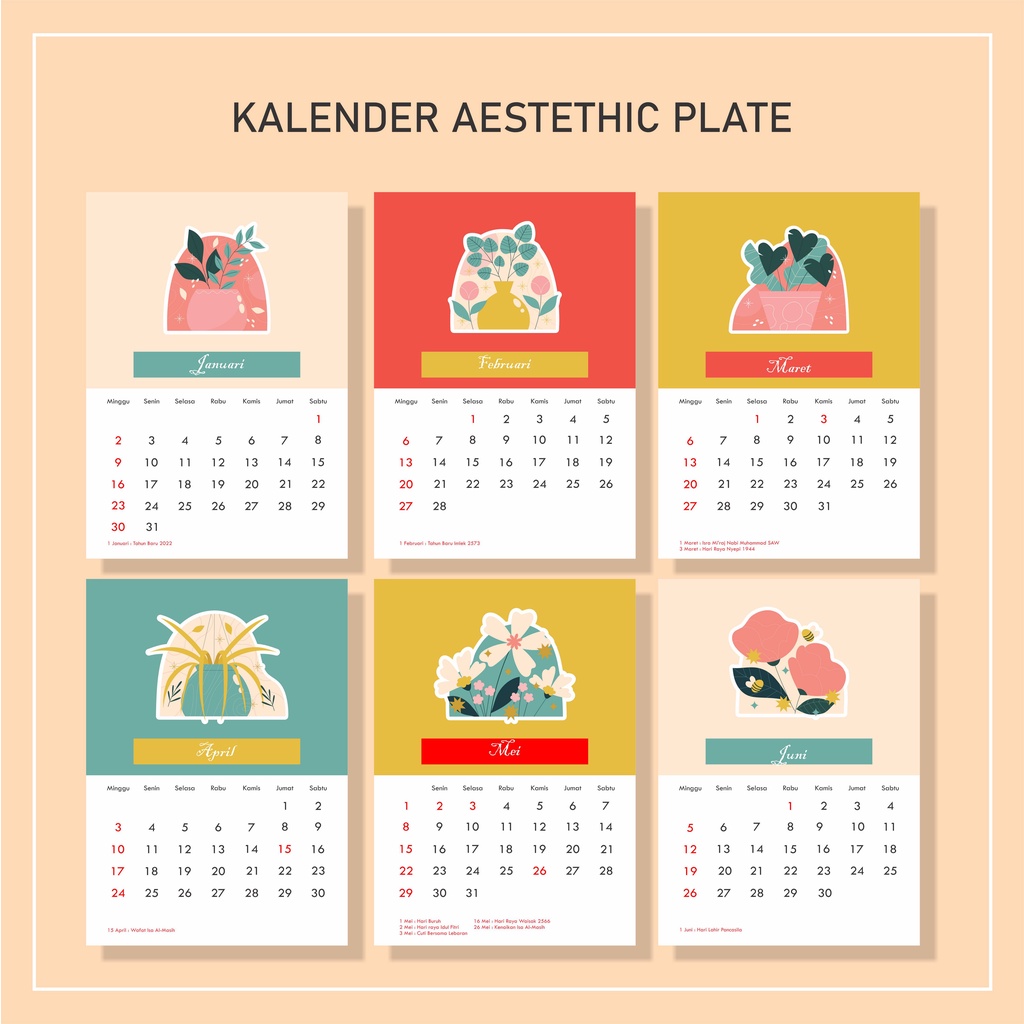 Jual KALENDER DINDING AESTHETIC | WALL CALENDAR | Shopee Indonesia