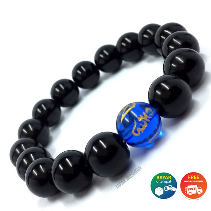 Jual Bayar Di Tempat Gelang Pria Batu Giok Hitam Kombinasi Mantra Biru Shopee Indonesia 6583