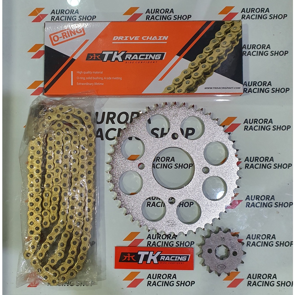 Jual GEAR SET TK GSX R150 / S150 & RANTAI TK 428 ORING GOLD Shopee Indonesia